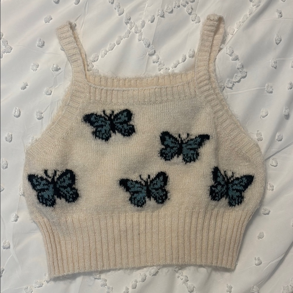 Topshop Butterfly Patterned Knit Tank Top